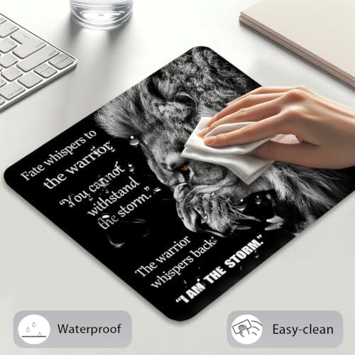 Inspirational Lion Quotes Mouse Pad, Majestic Roar Warrior Fate Desk Mat