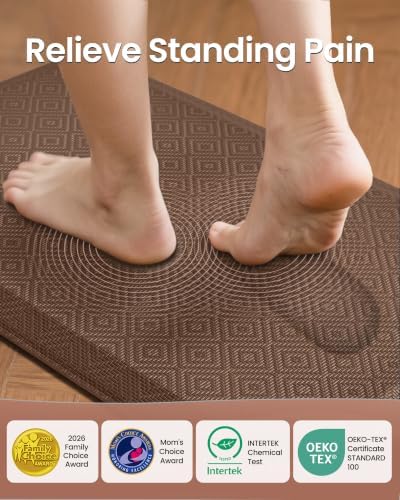 Ophanie Kitchen Mats for Floor,3/4 inch Thick,20x60 Anti Fatigue Cushioned Mat,Kitchen Rugs,Waterproof,Comfort Ergonomic Standing Mat for Office,Home,Sink with 99+ Pairs of Anti-Slip Bottom Ridges