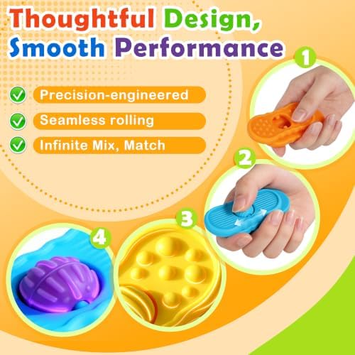 Sensory Slider Fidget Stones Set Rolling Beads, 8 pcs 4 Pairs Silent Textured Toys for Adults Kids, Mix and Match Rolling Beads-Calming Anxiety Relief ADHD Autism, Ideal for Office Classrom Prizes