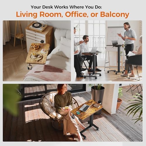 Agilestic 26*16 Inch Height Adjustable Electric Standing Desk, Rustic Brown
