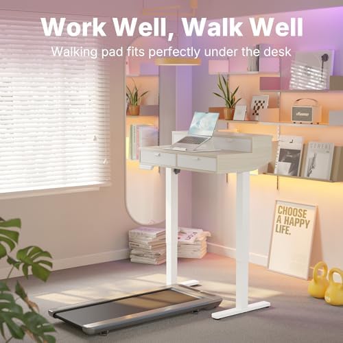 HUANUO 32 x 20 Inch Electric Standing Desk with 4 Drawers, Natural