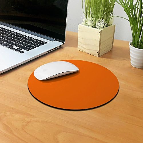 Non-Slip Round Mousepad, FINCIBO Solid Orange Mouse Pad for Home, Office and Gaming Desk