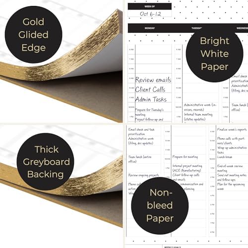 BLU MONACO | Dots Weekly Notepad with Hourly Time Blocking | 52-Page Tear-Off Weekly Planner Pad with Priorities, Goals & Water Tracker | Beautiful Desk Organizer for Productivity