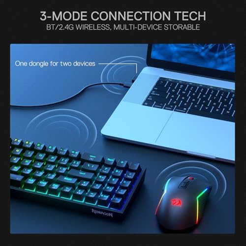 Redragon S136 Combo, K628 PRO 75% Wireless Gaming Keyboard + 7200 DPI Mouse