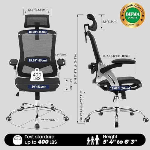 Fizzin Office Chair Mesh Desk Chair with 3D Armrests Computer Chair
