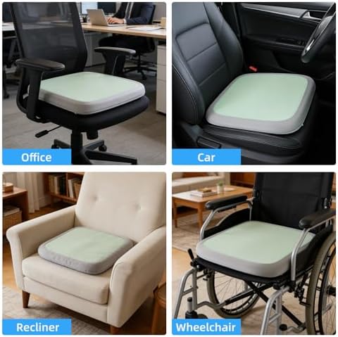 SheRest Office Chair Cushion with Straps, Memory Foam Seat Cushion with Removable Cover, Suitable for Office Chairs, Car Seats, and Airplane Seats, Sage Green, X-Large