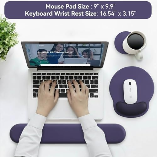 Mouse Pad with Keyboard Wrist Rest,Ergonomic Mousepad Support Set
