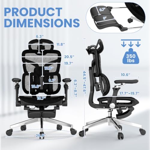 MOJAY Ergonomic Office Chair with Footrest and Lumbar Support