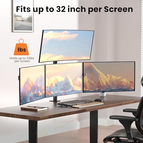 Quad Monitor Mount for 17-32 Inches - Fully Adjustable Heavy Duty 4 Monitor Arm Desk Mount, Max Load 22lbs per Screen, Clamp/Grommet, VESA 75/100 mm, Black