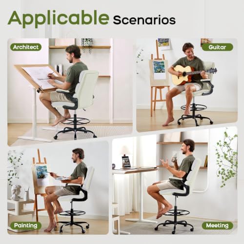 amseatec Drafting Chair, Tall Office Chair with Footrest for Standing Desk