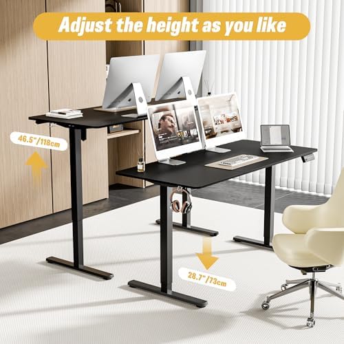 55"x24" Standing Desk, Height Adjustable Sit-Stand Home Office, Black