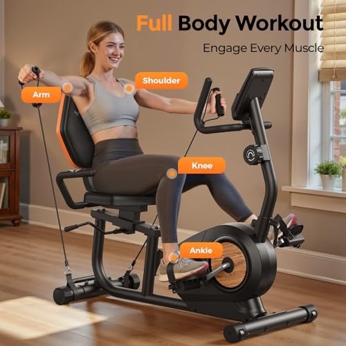 YOSUDA Recumbent Exercise Bike for Home，Magnetic Staionary Bike for Seniors