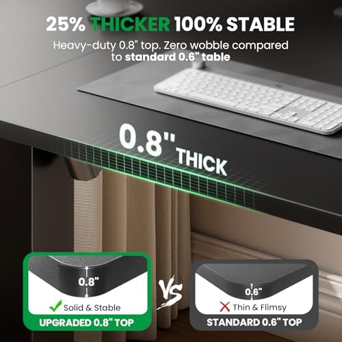 Black 47x24 in Electric Standing Desk, 0.8 Inch Thick Tabletop