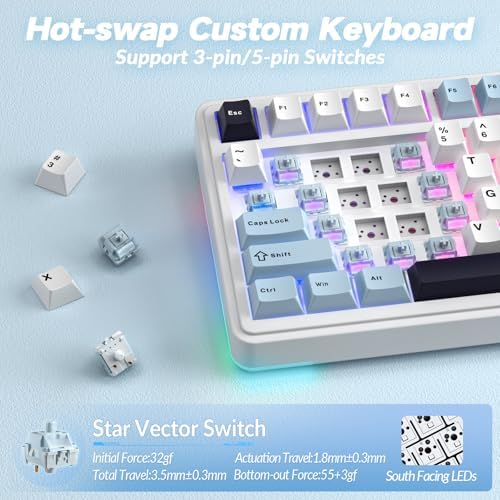 AULA S75 PRO Wireless Mechanical Gaming Keyboard with Screen&Knob, 80 Keys