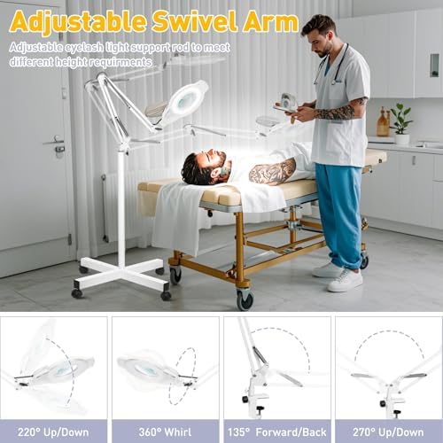 2200 Lumens Magnifying Floor Lamp, 2-in-1 Lighted Desk Magnifier