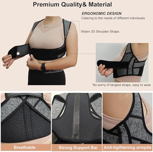 CMCOOPLX Posture Corrector for Women-Invisible Lightweight Back Brace Support for Neck, Shoulder and Upper Back Pain Relief - Improve Posture, Correct Hunchback Slouching (Large)