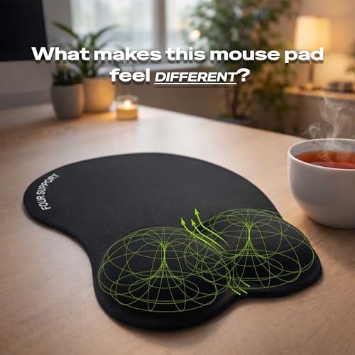 Ergonomic Gel Mouse Pad with Wrist Rest for Pressure-Relief – Orthopedic Style Wrist Support, Physiotherapist Brand 10.1L x 8.5W inches