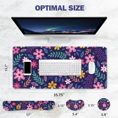 ToLuLu Extended Gaming Mouse Pad, Memory Foam Keyboard Mouse Wrist Rest Set