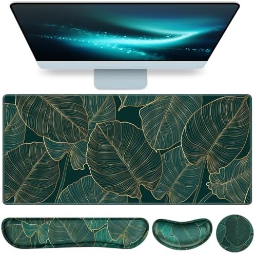 Desk Mat, Large Gaming Mouse Pad with Wrist Rest, 4 in1