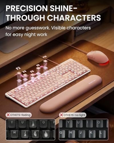 Wired Keyboard and Mouse Combo, White Backlit with Detachable Wrist Rest