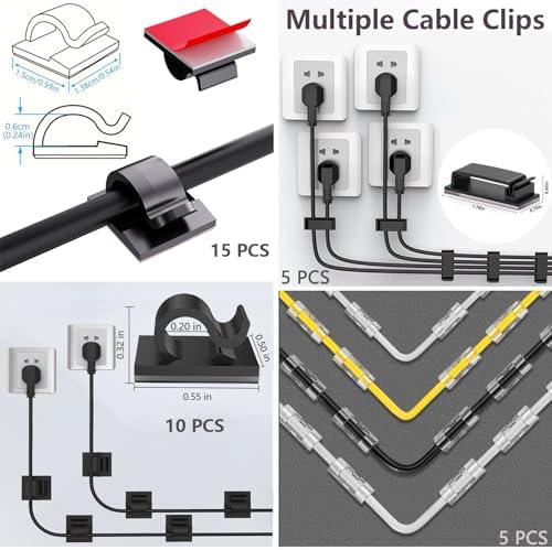 ELII 328Pcs Cable Management Kit, 8 Magnetic Cable Holder 69 Cable Clips