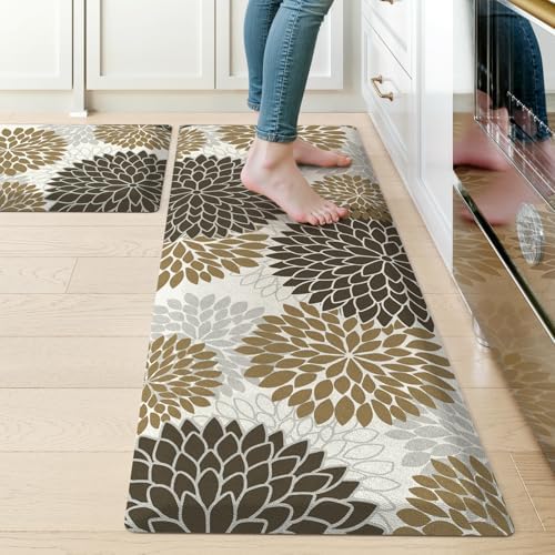 KIMODE Anti Fatigue Mats for Kitchen Floor Cushioned Kitchen Rugs Sets of 2