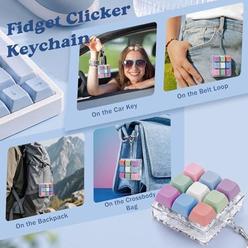Keyboard Fidget Toy, Creamy Fidget Clicker Keyboard Fidget Keychain, Button Fidget Gifts for Adults, Boost Focus & Ease Anxiety Anywhere — Perfect Stress-Relief Gift (3×3 Grid Layout B)