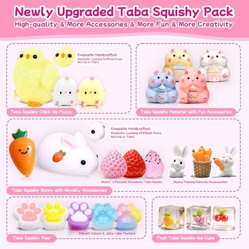 24Pack Taba Squishy Toys kit for Kids- Fidget Squeeze Toys Squishy Fun Box