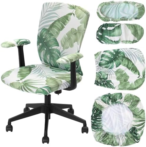 Tallew 4 Pcs Office Chair Cover Desk Seat Stretchable Set, Palm Leaves