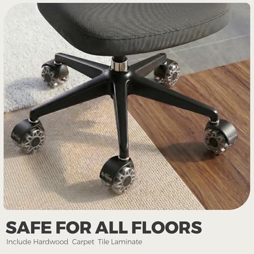 Sytopia Office Chair Wheels Replacement, 2.5 Inch Heavy Duty Casters, Set of 5, for Carpet and Hardwood Floors, Universal Size 11x22mm, Fits 99%, Grey