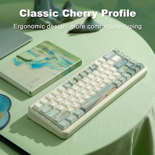 YUNZII Spring Tea 140 Keys PBT Dye-Sub Keycaps (Cherry Profile, Spring Tea)