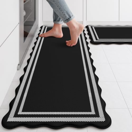 KIMODE Kitchen Mats Cushioned Anti Fatigue,Farmhouse Kitchen Rugs Sets of 2