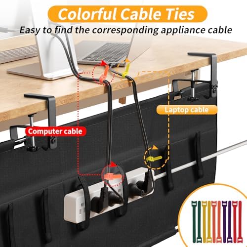 Under Desk Cable Management Tray No Drill,48Inch Cable Management,Black