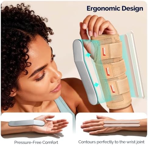 FEATOL Carpal Tunnel Wrist Brace 2 Pack, Splint Night Support Women Men