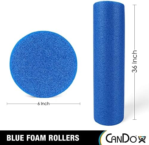 CanDo Blue PE Foam Rollers for Fitness, Exercise Muscle Restoration, Massage Therapy, Sport Recovery and Physical Therapy for Homes, Clinics, and Gyms 6" x 36" Round