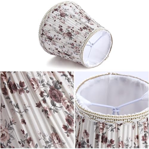 Fuloon Chandelier Lamp Shades, Clip on Small Sconce Lamp Shades, Suit for Candelabra Bulbs in Modern/European/French Country/Farmhouse Decoration, 3.5x4.3x4.9 in(6 Pack, Chiffon Rosa Printed)
