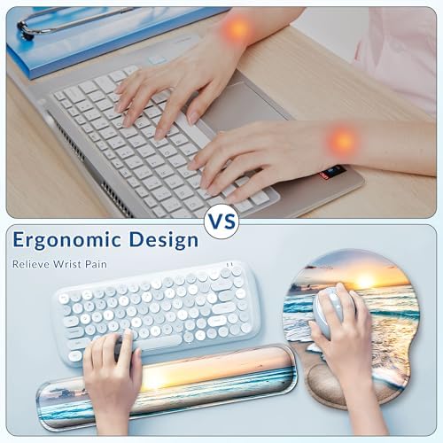 Desk Mat Set Keyboard and Mouse Pad with Wrist Rest Support