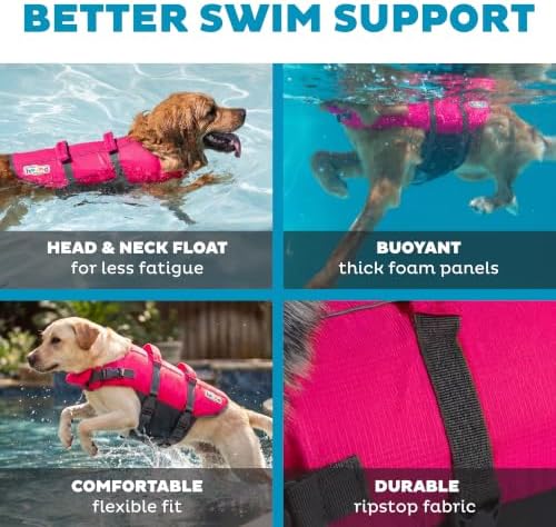 Outward Hound Granby Splash Dog Life Jacket, Life Vest, Pink, Large