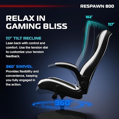 RESPAWN 800 Console Rocker Gaming Chair, Swivel Seat with Lumbar Support