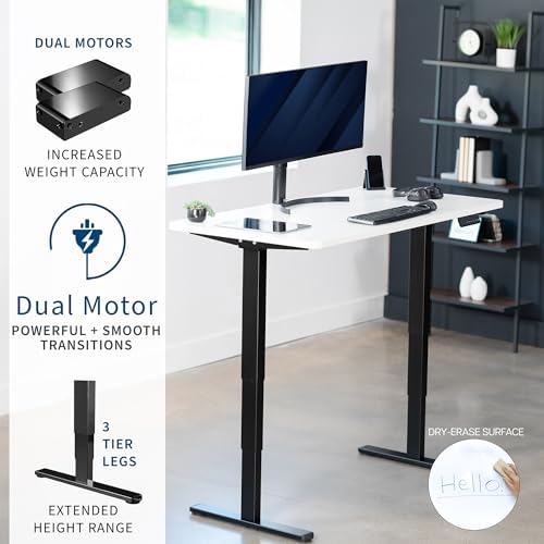 VIVO White Dry Erase 60 x 24 in Standing Desk, DESK-KIT-2B6WE