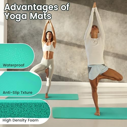 Fitvids 1/2-inch Thick High Density Exercise Yoga Mat with Carrying Strap