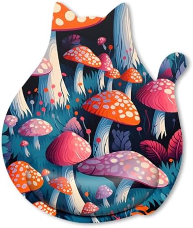Ergonomic Mouse Pad with Wrist Rest, Cute Cat Memory Foam Padded Pain Relief Non-Slip Wrist Support Mouse Mat for Gaming Work Computer Laptop, Funny Office Supplies Desk Accessory, Mushrooms