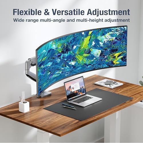 AVLT Single Monitor Arm Desk Mount for 17-45" Screens, Heavy Duty - Gray