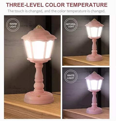 anso Retro LED Desk Lamp USB Charging Table Lamp Bedside Room Mini Light 3-Colors Dimmable (White)