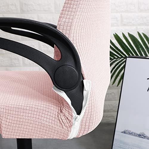 Pink Ergonomic Office Chair Cover with Headrest Cover Water-Repellent Stretch 2-Piece Jacquard Office Desk Chair and Headrest Slipcover Cat Scratch Proof Washable
