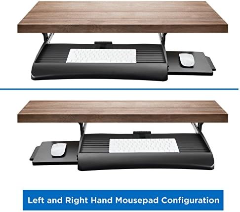 Mount-It! Under Desk Keyboard Tray, Slide-Out Keyboard & Mouse Drawer, 21" W × 11.75" D, Adjustable Height Platform with Left or Right Mouse Tray, Bolt-On Under Desk Keyboard Holder for Home Office