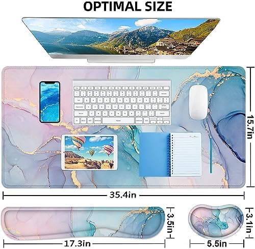 Large Mouse Pad with Wrist Rest, 4-in-1 Wrist Rest for Keyboard and Mouse