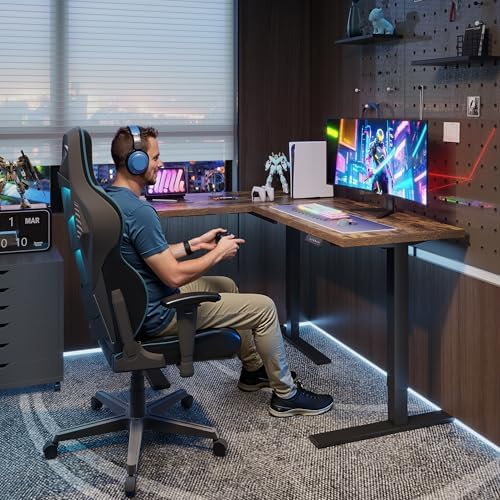 SANODESK 63Inch L-Shaped Electric Standing Desk Motorized Corner Desk