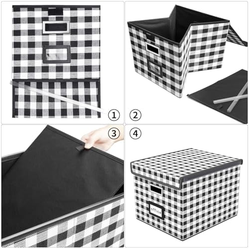 File Organizer Box with Lids, Collapsible File Folder Organizer