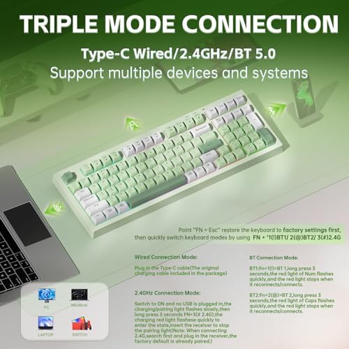 LEOBOG X Aula Wireless Keyboard Green Gaming Keyboard Creamy Silent